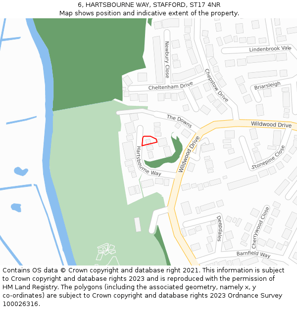 6, HARTSBOURNE WAY, STAFFORD, ST17 4NR: Location map and indicative extent of plot