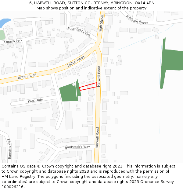 6, HARWELL ROAD, SUTTON COURTENAY, ABINGDON, OX14 4BN: Location map and indicative extent of plot