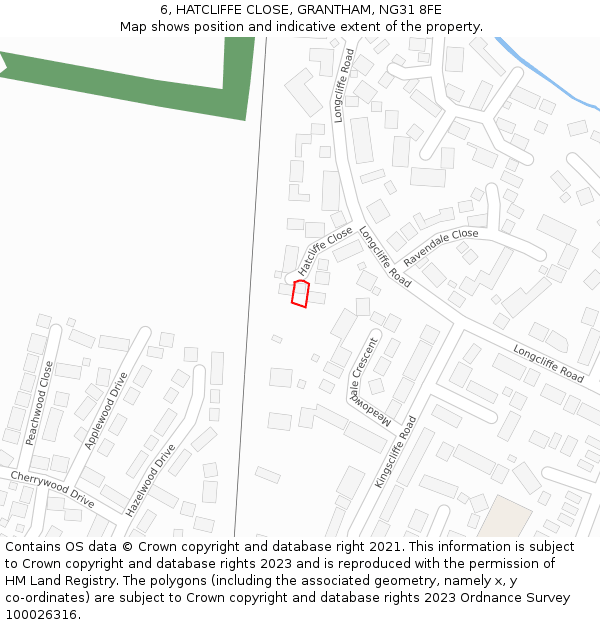 6, HATCLIFFE CLOSE, GRANTHAM, NG31 8FE: Location map and indicative extent of plot