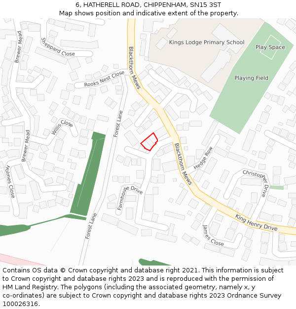 6, HATHERELL ROAD, CHIPPENHAM, SN15 3ST: Location map and indicative extent of plot