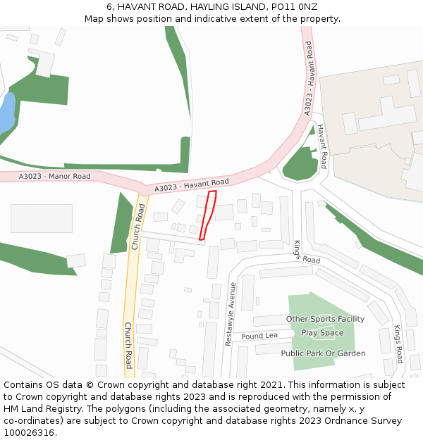 6, HAVANT ROAD, HAYLING ISLAND, PO11 0NZ: Location map and indicative extent of plot