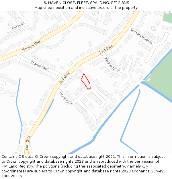 6, HAVEN CLOSE, FLEET, SPALDING, PE12 8NS: Location map and indicative extent of plot