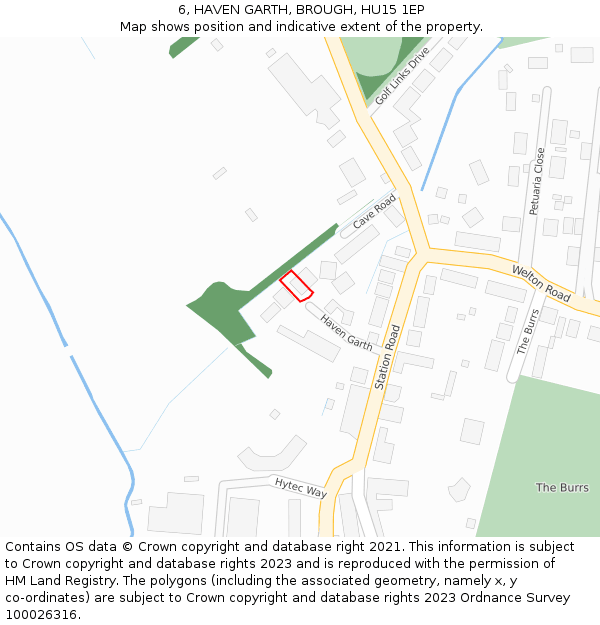 6, HAVEN GARTH, BROUGH, HU15 1EP: Location map and indicative extent of plot