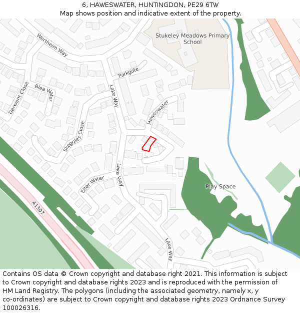 6, HAWESWATER, HUNTINGDON, PE29 6TW: Location map and indicative extent of plot