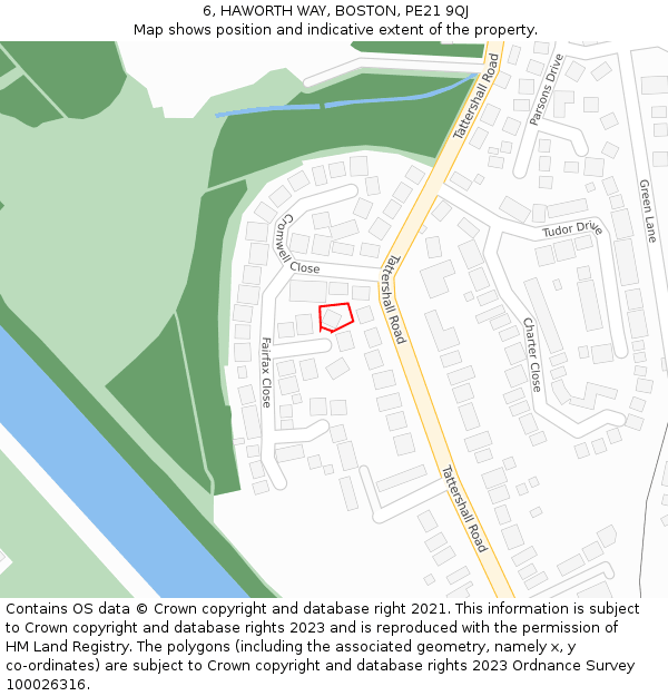 6, HAWORTH WAY, BOSTON, PE21 9QJ: Location map and indicative extent of plot