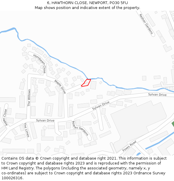 6, HAWTHORN CLOSE, NEWPORT, PO30 5FU: Location map and indicative extent of plot