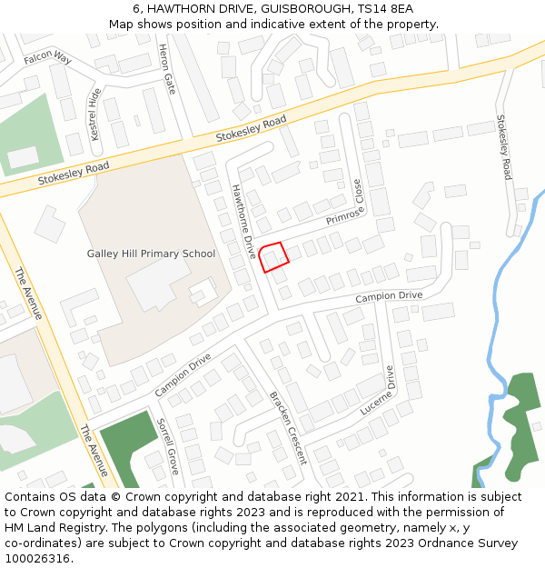 6, HAWTHORN DRIVE, GUISBOROUGH, TS14 8EA: Location map and indicative extent of plot