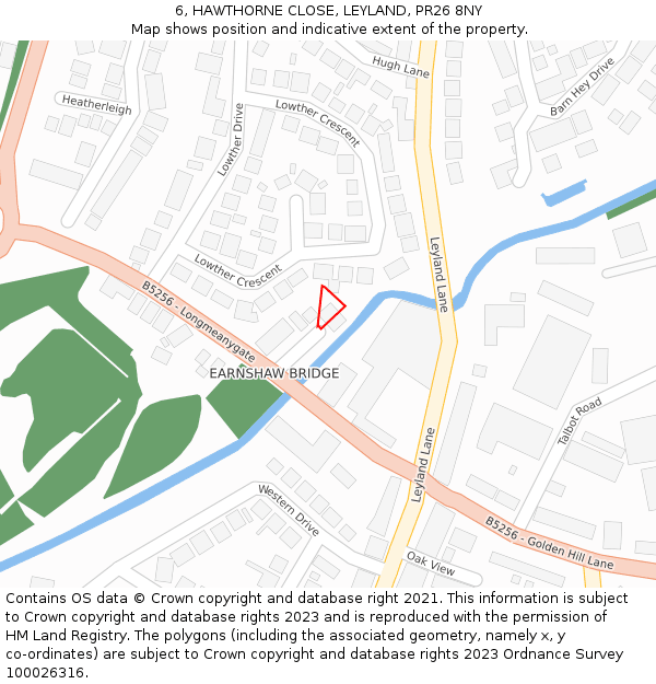 6, HAWTHORNE CLOSE, LEYLAND, PR26 8NY: Location map and indicative extent of plot