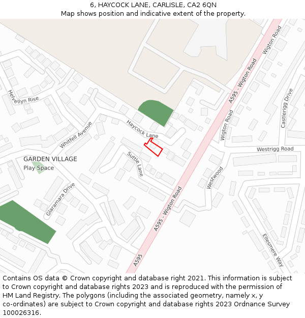 6, HAYCOCK LANE, CARLISLE, CA2 6QN: Location map and indicative extent of plot