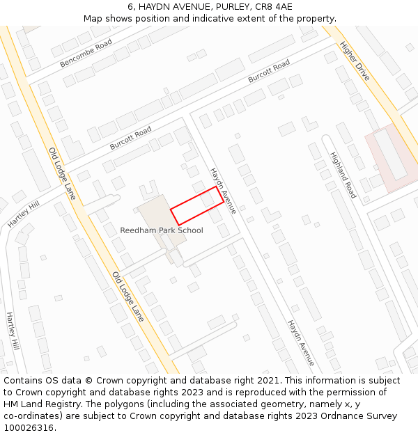 6, HAYDN AVENUE, PURLEY, CR8 4AE: Location map and indicative extent of plot