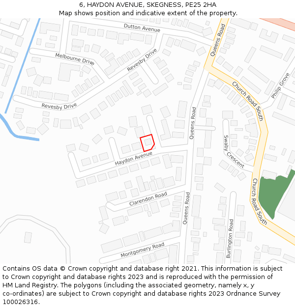 6, HAYDON AVENUE, SKEGNESS, PE25 2HA: Location map and indicative extent of plot