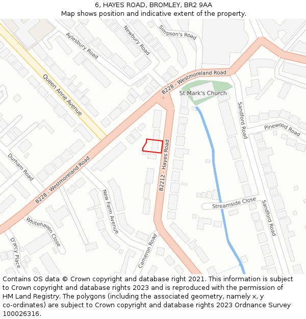 6, HAYES ROAD, BROMLEY, BR2 9AA: Location map and indicative extent of plot