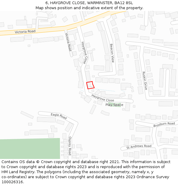 6, HAYGROVE CLOSE, WARMINSTER, BA12 8SL: Location map and indicative extent of plot