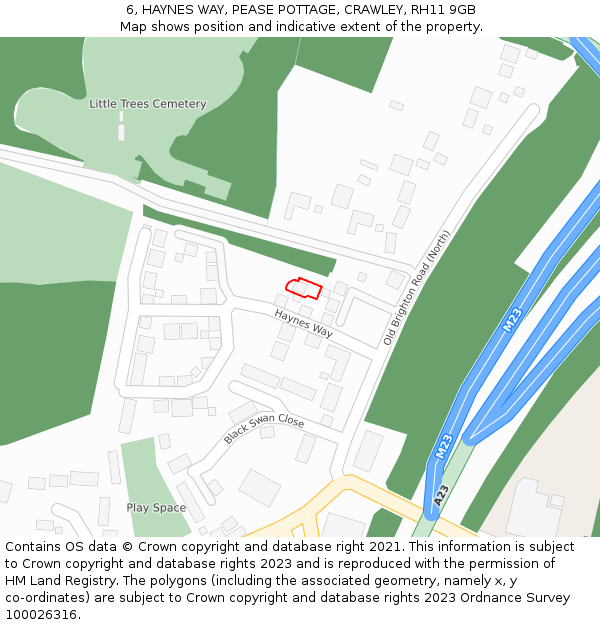 6, HAYNES WAY, PEASE POTTAGE, CRAWLEY, RH11 9GB: Location map and indicative extent of plot