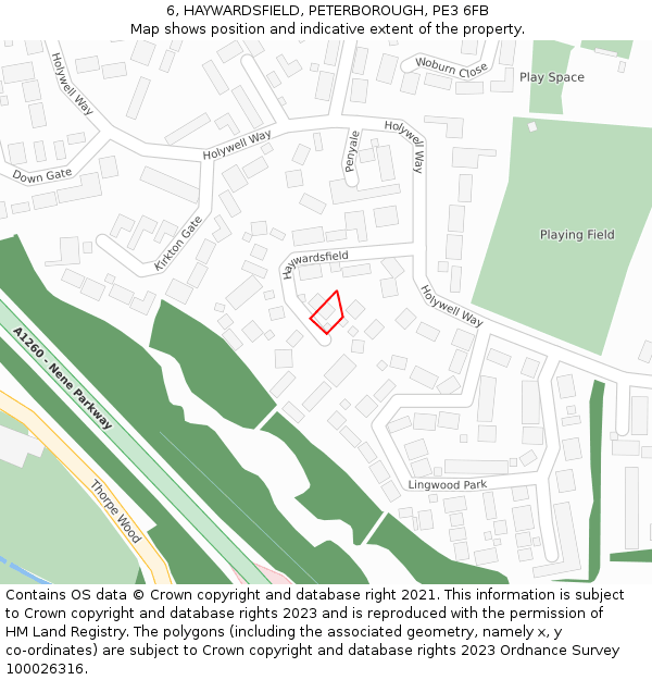 6, HAYWARDSFIELD, PETERBOROUGH, PE3 6FB: Location map and indicative extent of plot