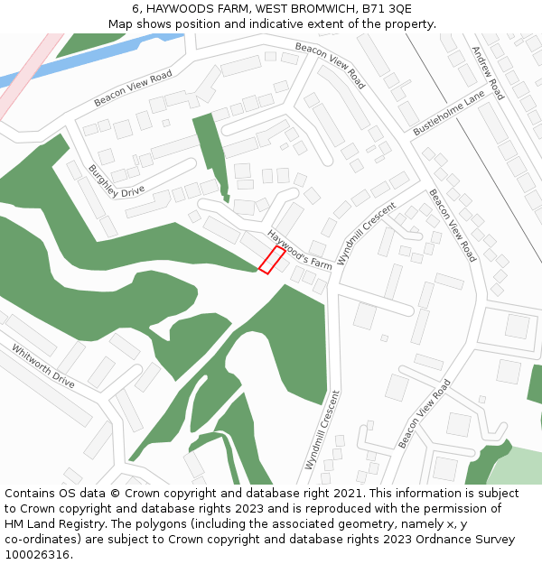 6, HAYWOODS FARM, WEST BROMWICH, B71 3QE: Location map and indicative extent of plot