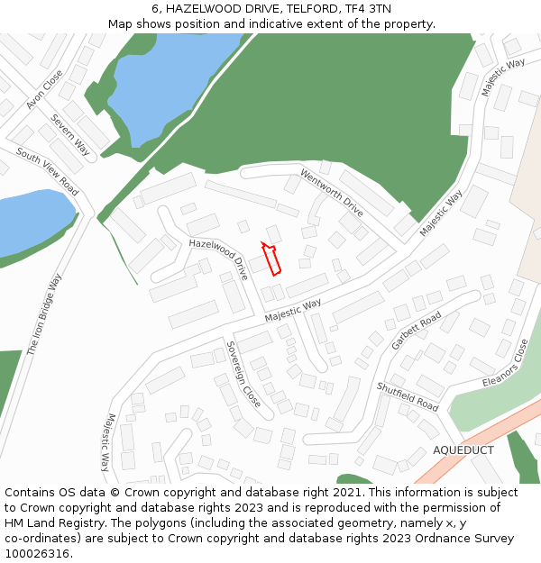 6, HAZELWOOD DRIVE, TELFORD, TF4 3TN: Location map and indicative extent of plot