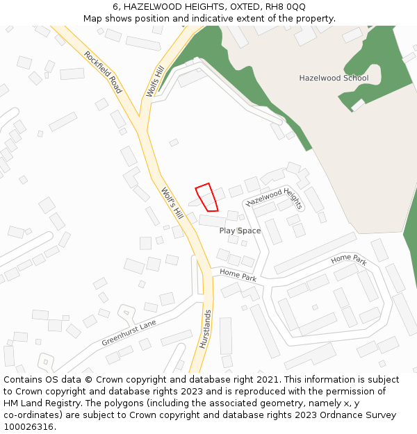 6, HAZELWOOD HEIGHTS, OXTED, RH8 0QQ: Location map and indicative extent of plot