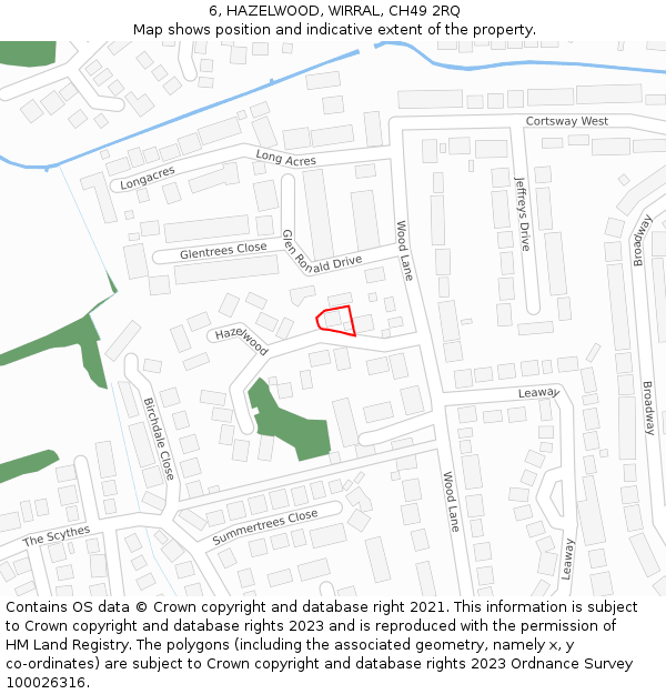 6, HAZELWOOD, WIRRAL, CH49 2RQ: Location map and indicative extent of plot