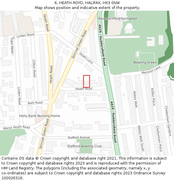 6, HEATH ROYD, HALIFAX, HX3 0NW: Location map and indicative extent of plot