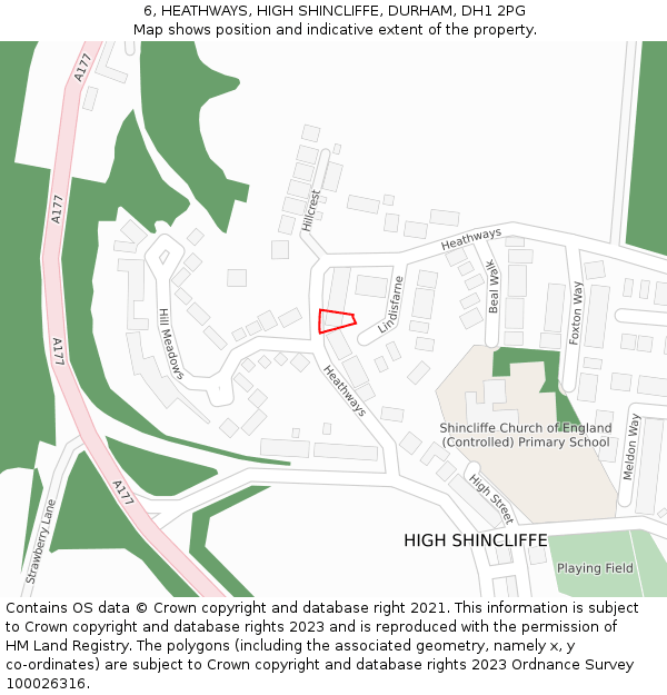 6, HEATHWAYS, HIGH SHINCLIFFE, DURHAM, DH1 2PG: Location map and indicative extent of plot