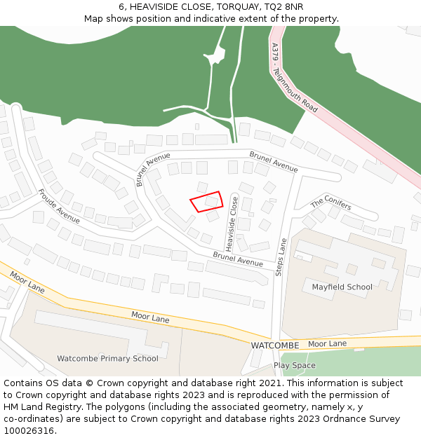 6, HEAVISIDE CLOSE, TORQUAY, TQ2 8NR: Location map and indicative extent of plot