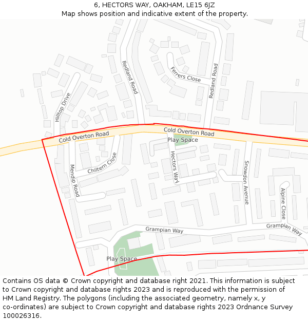 6, HECTORS WAY, OAKHAM, LE15 6JZ: Location map and indicative extent of plot