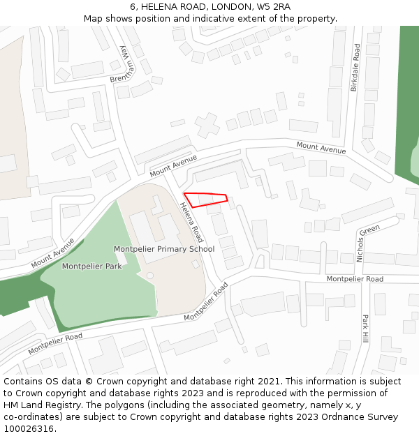 6, HELENA ROAD, LONDON, W5 2RA: Location map and indicative extent of plot