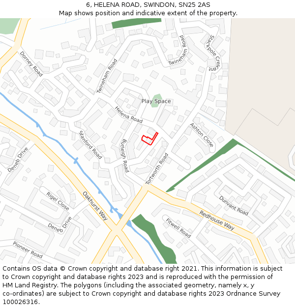6, HELENA ROAD, SWINDON, SN25 2AS: Location map and indicative extent of plot