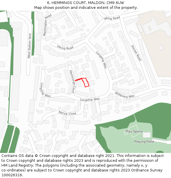 6, HEMMINGS COURT, MALDON, CM9 6UW: Location map and indicative extent of plot