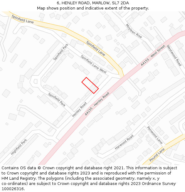 6, HENLEY ROAD, MARLOW, SL7 2DA: Location map and indicative extent of plot