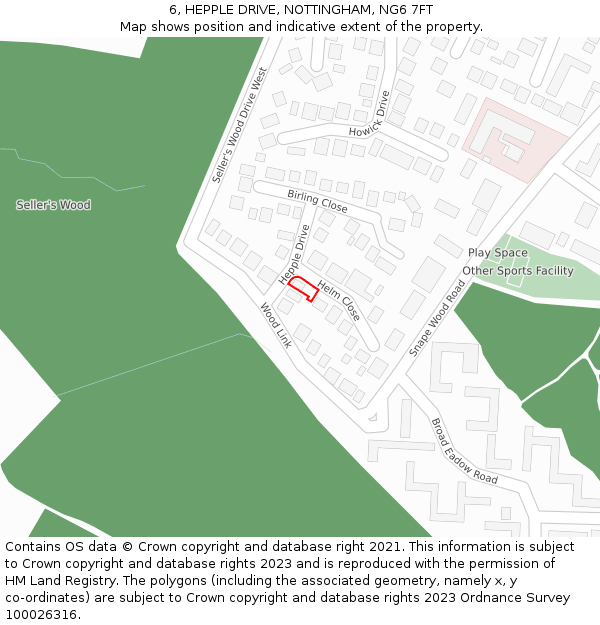 6, HEPPLE DRIVE, NOTTINGHAM, NG6 7FT: Location map and indicative extent of plot