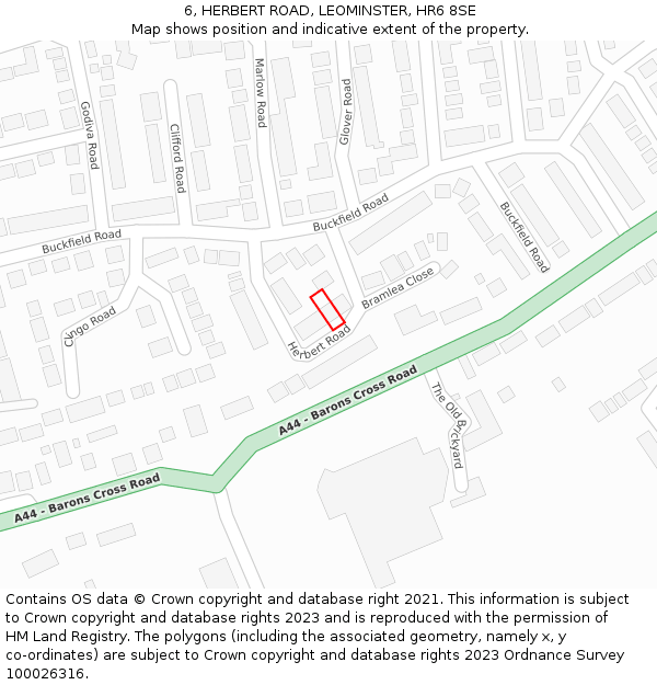 6, HERBERT ROAD, LEOMINSTER, HR6 8SE: Location map and indicative extent of plot