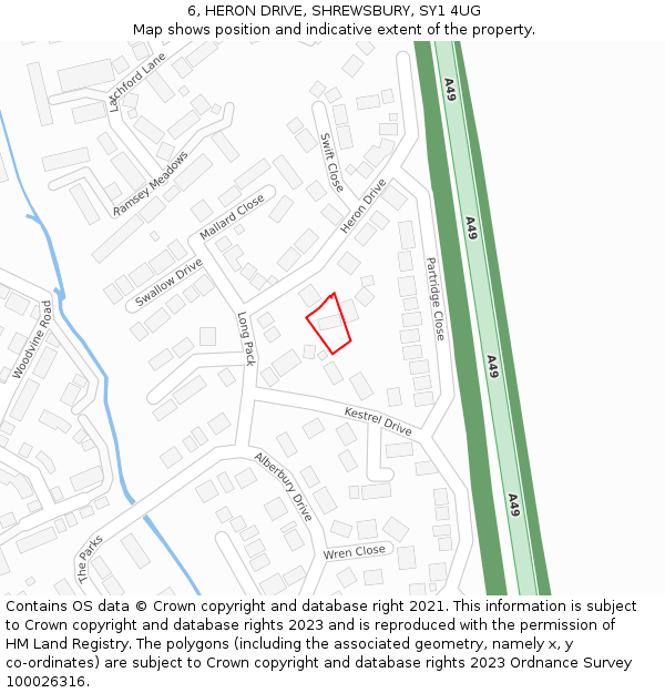 6, HERON DRIVE, SHREWSBURY, SY1 4UG: Location map and indicative extent of plot