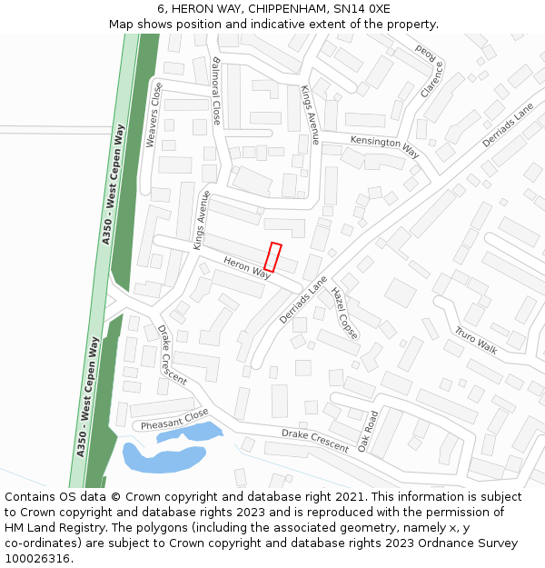 6, HERON WAY, CHIPPENHAM, SN14 0XE: Location map and indicative extent of plot