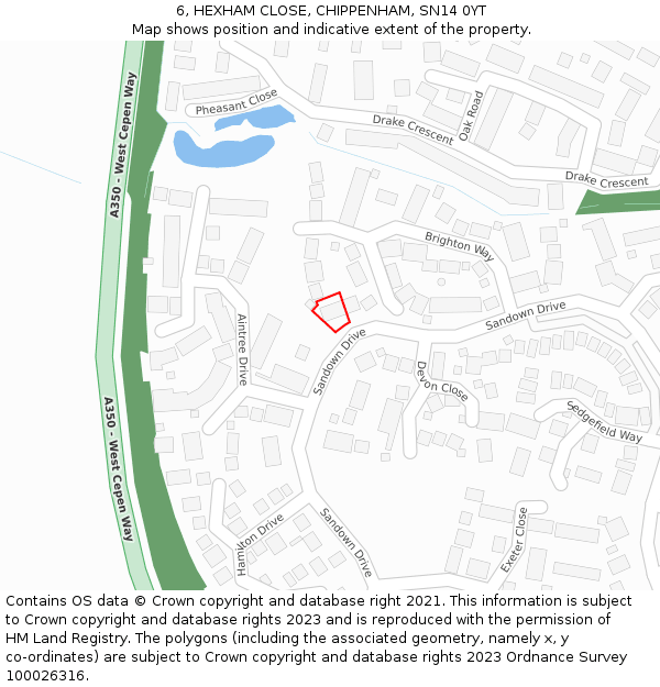 6, HEXHAM CLOSE, CHIPPENHAM, SN14 0YT: Location map and indicative extent of plot