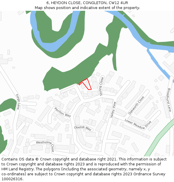 6, HEYDON CLOSE, CONGLETON, CW12 4UR: Location map and indicative extent of plot