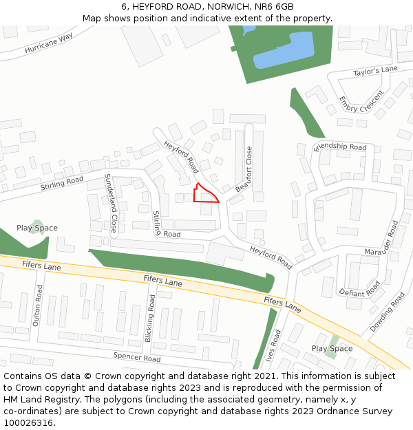 6, HEYFORD ROAD, NORWICH, NR6 6GB: Location map and indicative extent of plot