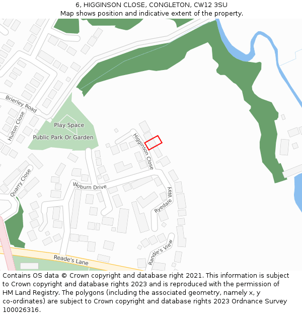 6, HIGGINSON CLOSE, CONGLETON, CW12 3SU: Location map and indicative extent of plot