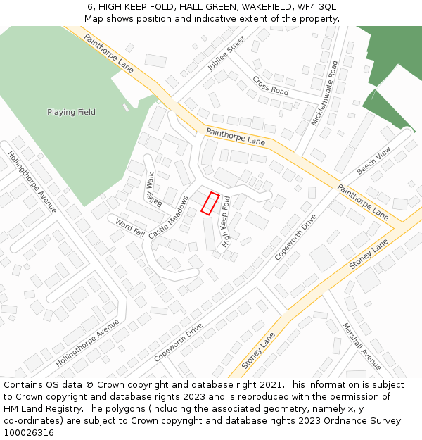 6, HIGH KEEP FOLD, HALL GREEN, WAKEFIELD, WF4 3QL: Location map and indicative extent of plot