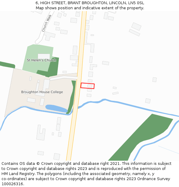 6, HIGH STREET, BRANT BROUGHTON, LINCOLN, LN5 0SL: Location map and indicative extent of plot