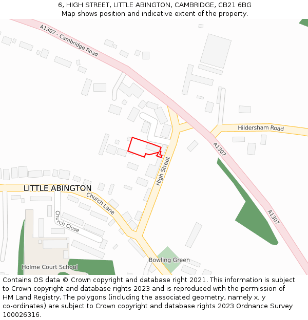 6, HIGH STREET, LITTLE ABINGTON, CAMBRIDGE, CB21 6BG: Location map and indicative extent of plot