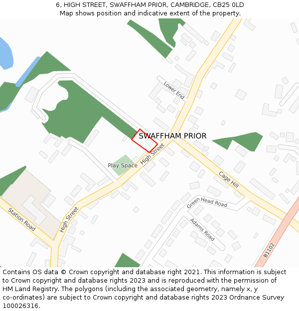 6, HIGH STREET, SWAFFHAM PRIOR, CAMBRIDGE, CB25 0LD: Location map and indicative extent of plot