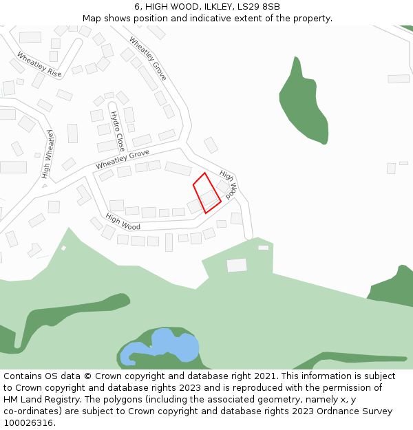 6, HIGH WOOD, ILKLEY, LS29 8SB: Location map and indicative extent of plot