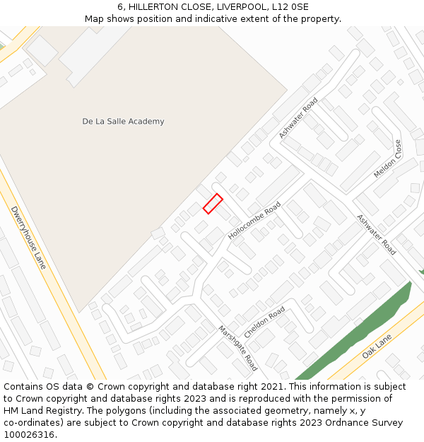 6, HILLERTON CLOSE, LIVERPOOL, L12 0SE: Location map and indicative extent of plot