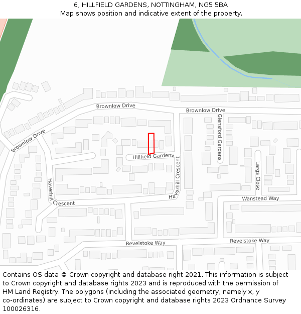 6, HILLFIELD GARDENS, NOTTINGHAM, NG5 5BA: Location map and indicative extent of plot