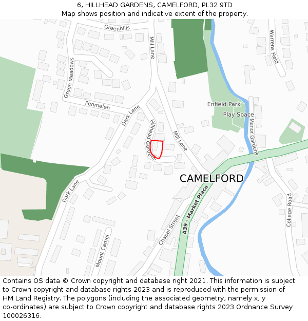 6, HILLHEAD GARDENS, CAMELFORD, PL32 9TD: Location map and indicative extent of plot