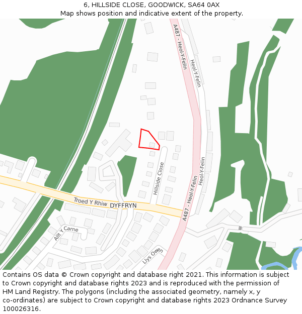 6, HILLSIDE CLOSE, GOODWICK, SA64 0AX: Location map and indicative extent of plot
