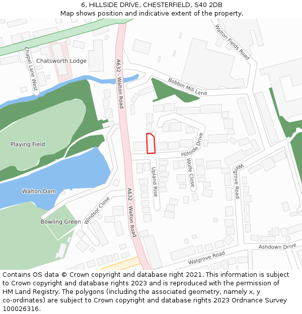 6, HILLSIDE DRIVE, CHESTERFIELD, S40 2DB: Location map and indicative extent of plot