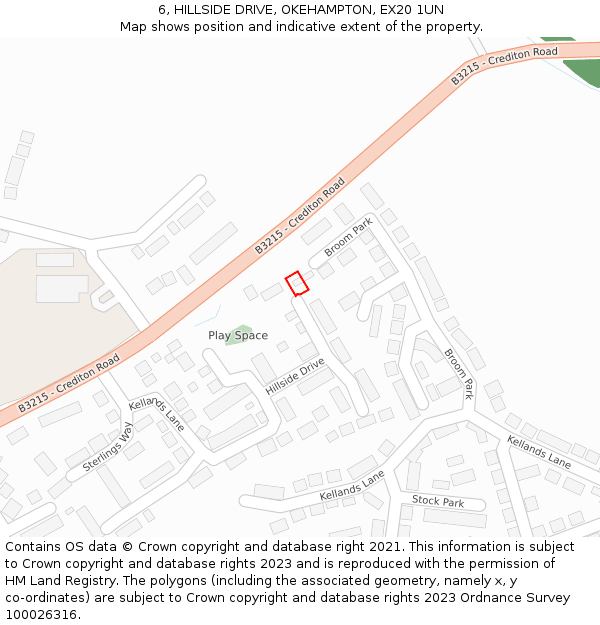 6, HILLSIDE DRIVE, OKEHAMPTON, EX20 1UN: Location map and indicative extent of plot